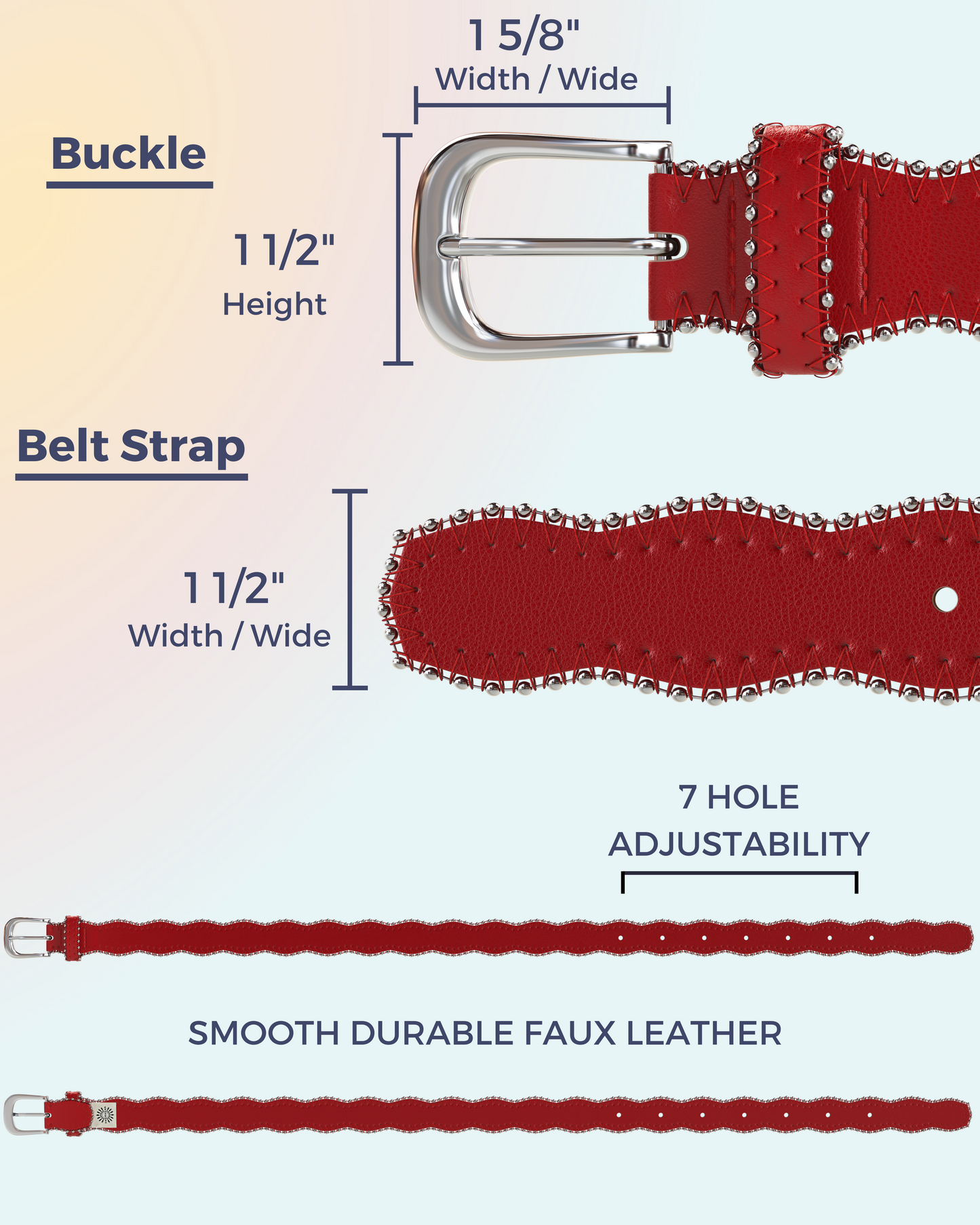 Red Vegan Leather Belt