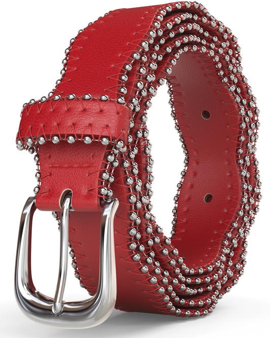 Red Vegan Leather Belt